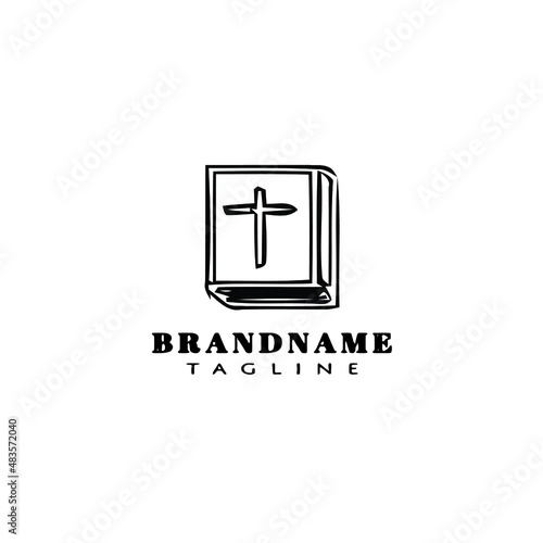 holy bible logo cartoon icon design template black isolated vector
