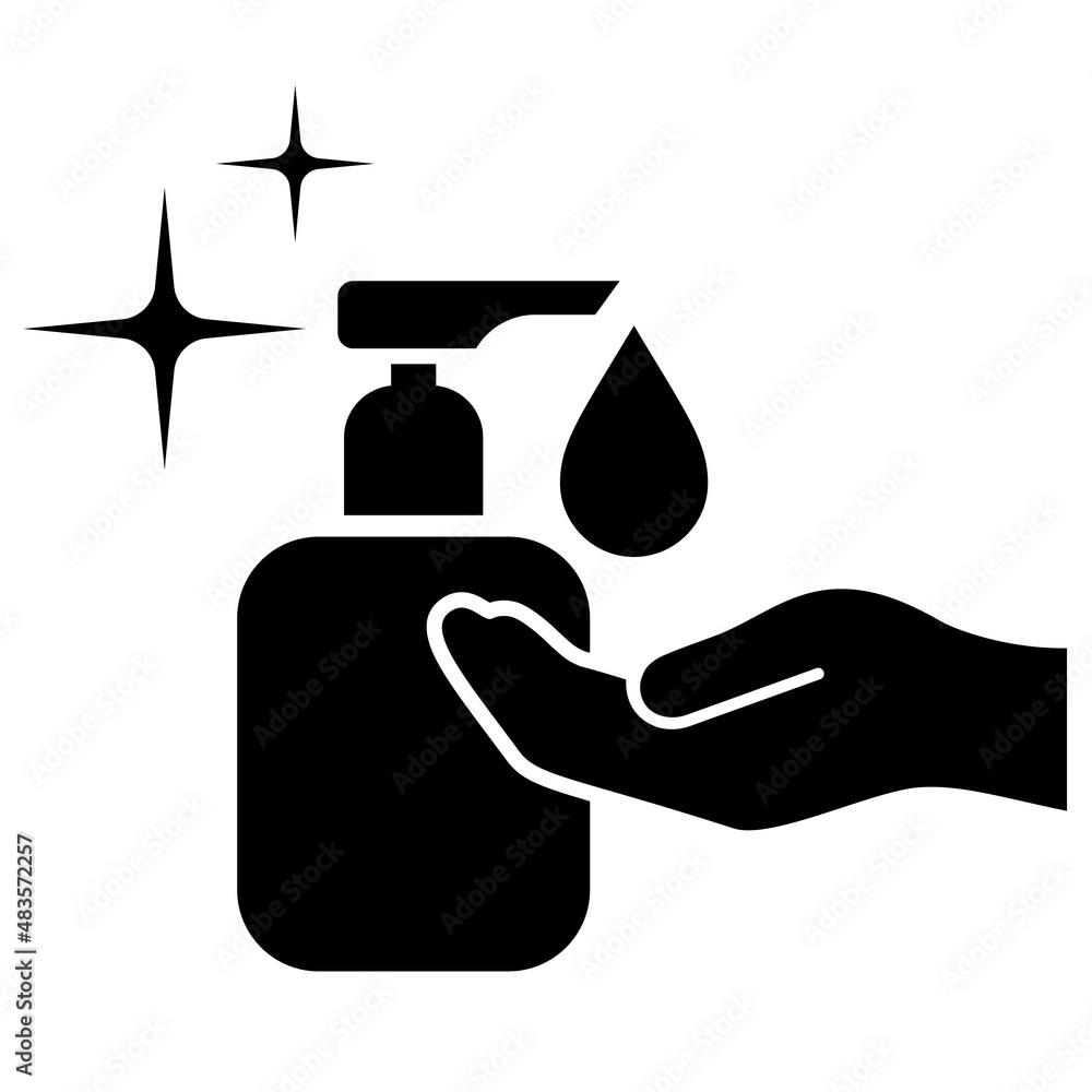 Hand soap dispenser, clean your hands symbol Hand soap dispenser, clean your hands symbol