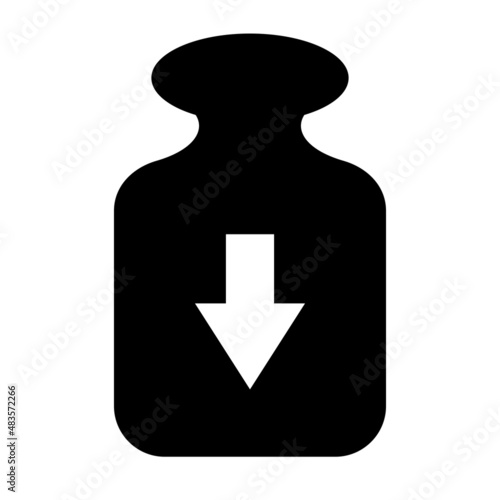 Old iron weight vector icon, mass symbol