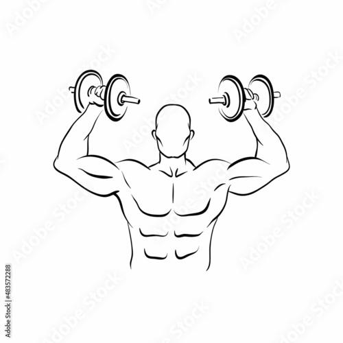 Bodybuilder silhouette abstract, vector illustration 