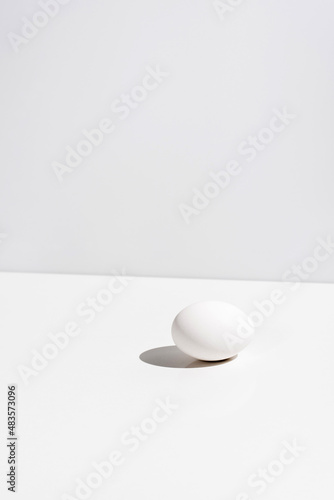 Un huevo aislado sobre una mesa blanca © R.H. Guas