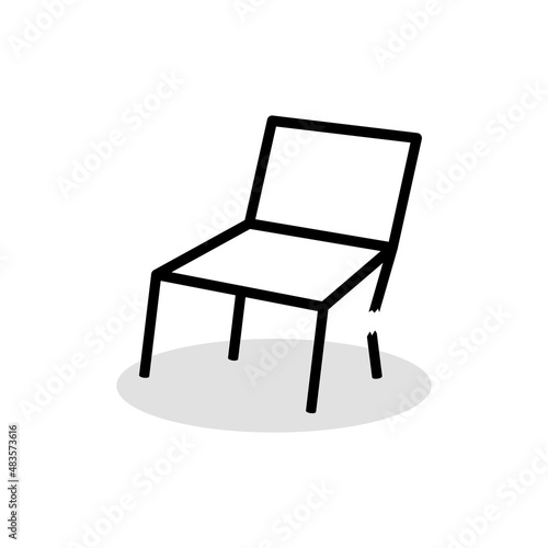Broken chair. Minimal vector. Simple lines design. Doodle art illustration. Instability and damage concept. Losing job.
