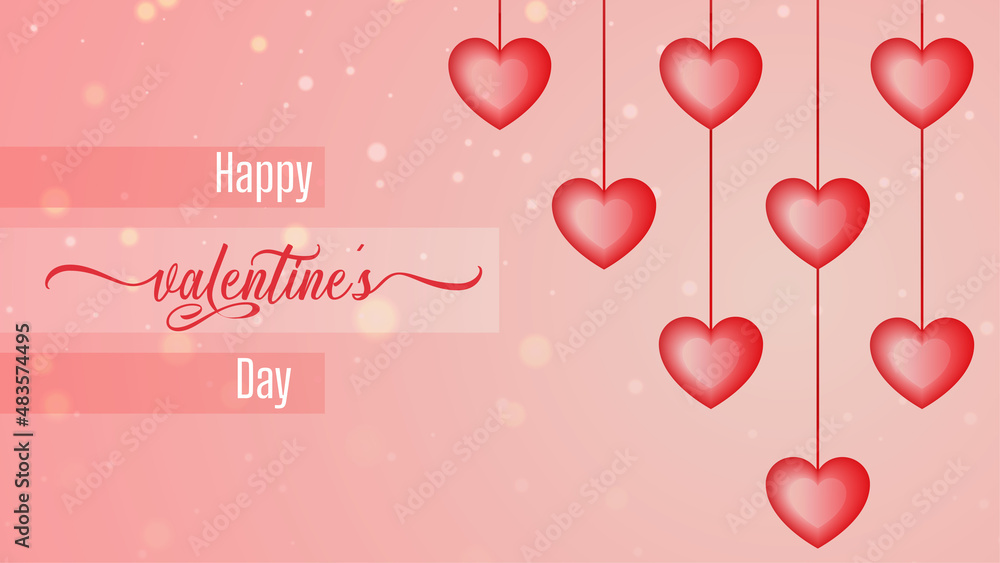 Happy Valentine's day vector artwork created with Heart shape object on gradient background with overlay dots.