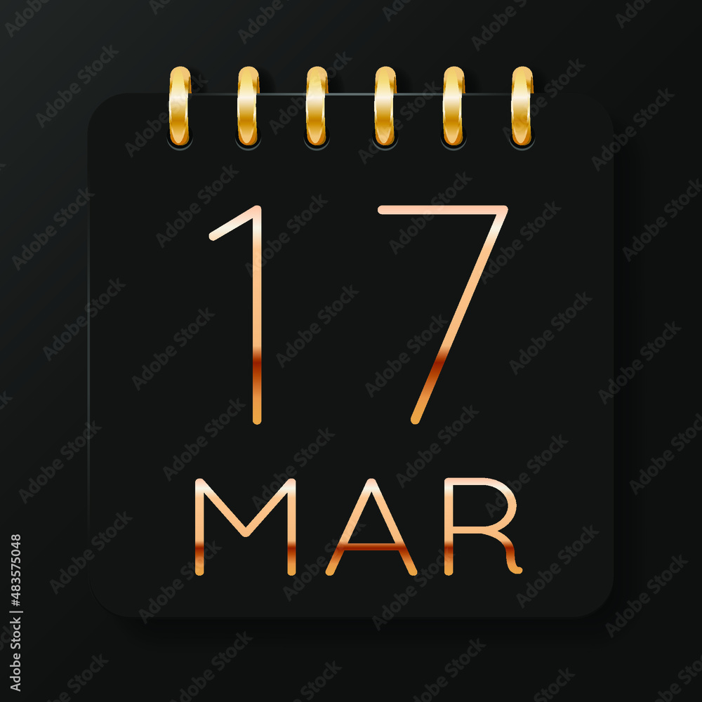 17 day of the month. March. Luxury calendar daily icon. Date day week ...