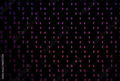 Dark pink vector texture with financial symbols.