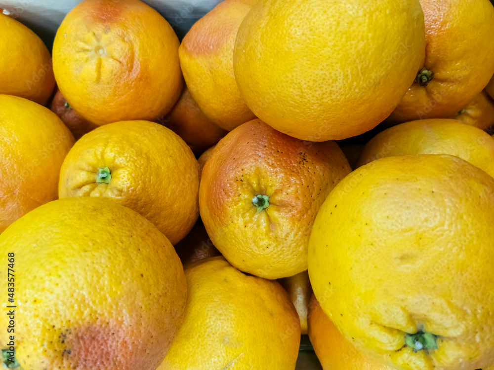 texture of oranges on market showcase. artistic blur, selective focus texture of oranges on market showcase. artistic blur, selective focus