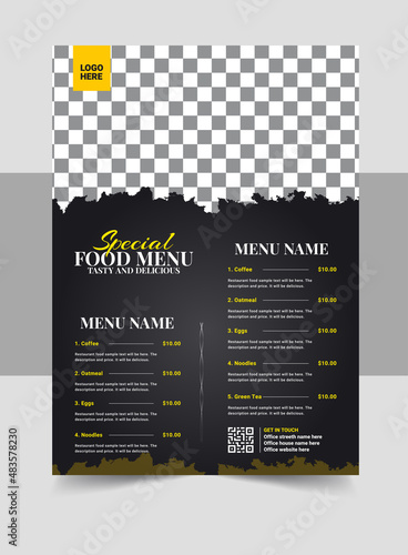 Restaurants food menu brochure flyer template. 