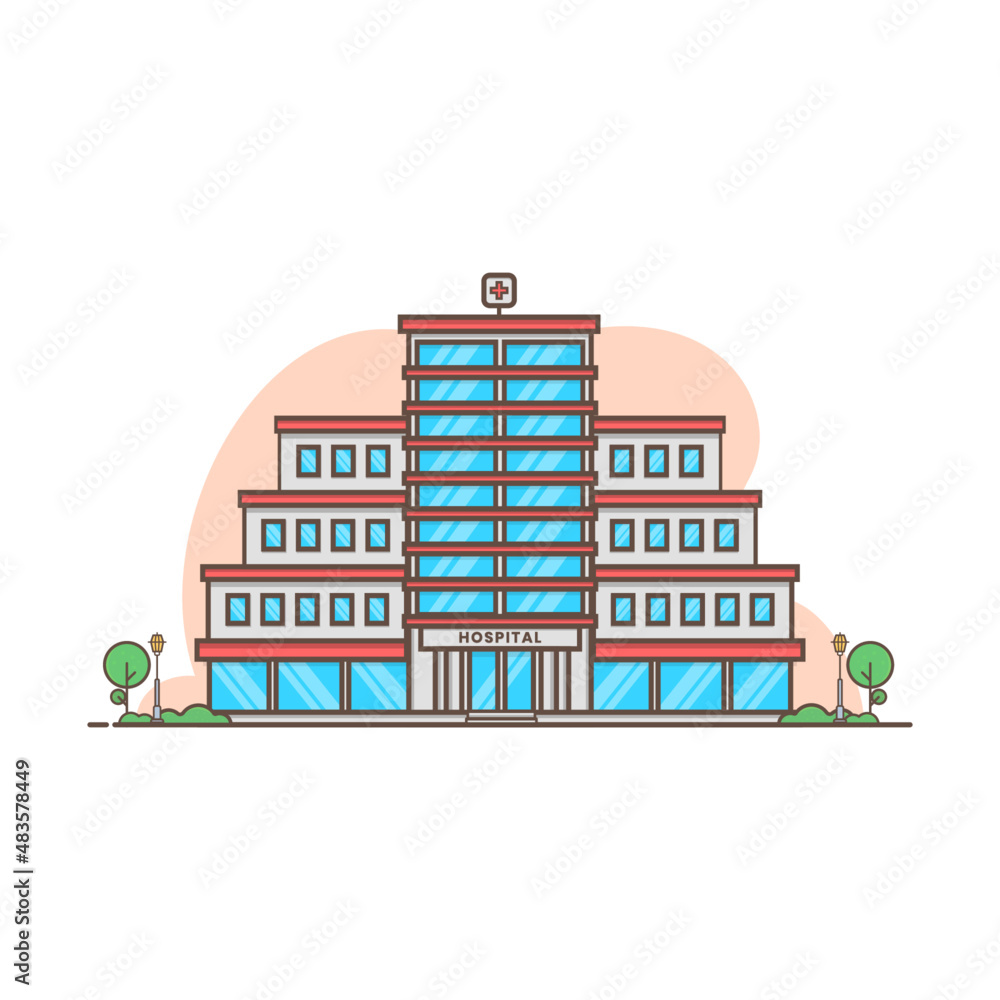 Hospital Building illustration, Healthcare and Hospital Concept Vector Illustration for Landing Page Template, Website Banner, Advertisement and Marketing Material etc.
