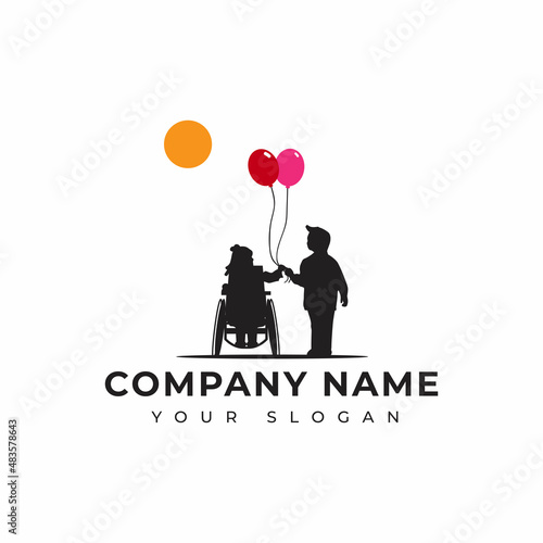 Disability kids logo vector design template