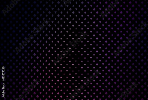 Dark purple, pink vector cover with symbols of gamble.