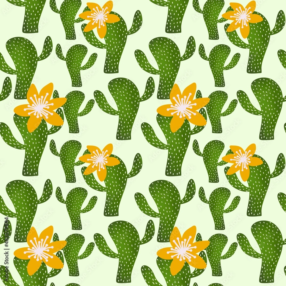 Cactus seamless floral pattern for fabrics and textiles and packaging and gifts and cards and linens and kids Cactus seamless floral pattern for fabrics and textiles and packaging and gifts and cards and linens and kids