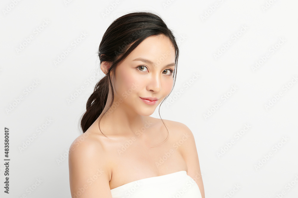 Beautiful young asian woman with clean fresh skin on white background, Face care, Facial treatment, Cosmetology, beauty and spa, Asian women portrait. Beautiful young asian woman with clean fresh skin on white background, Face care, Facial treatment, Cosmetology, beauty and spa, Asian women portrait.