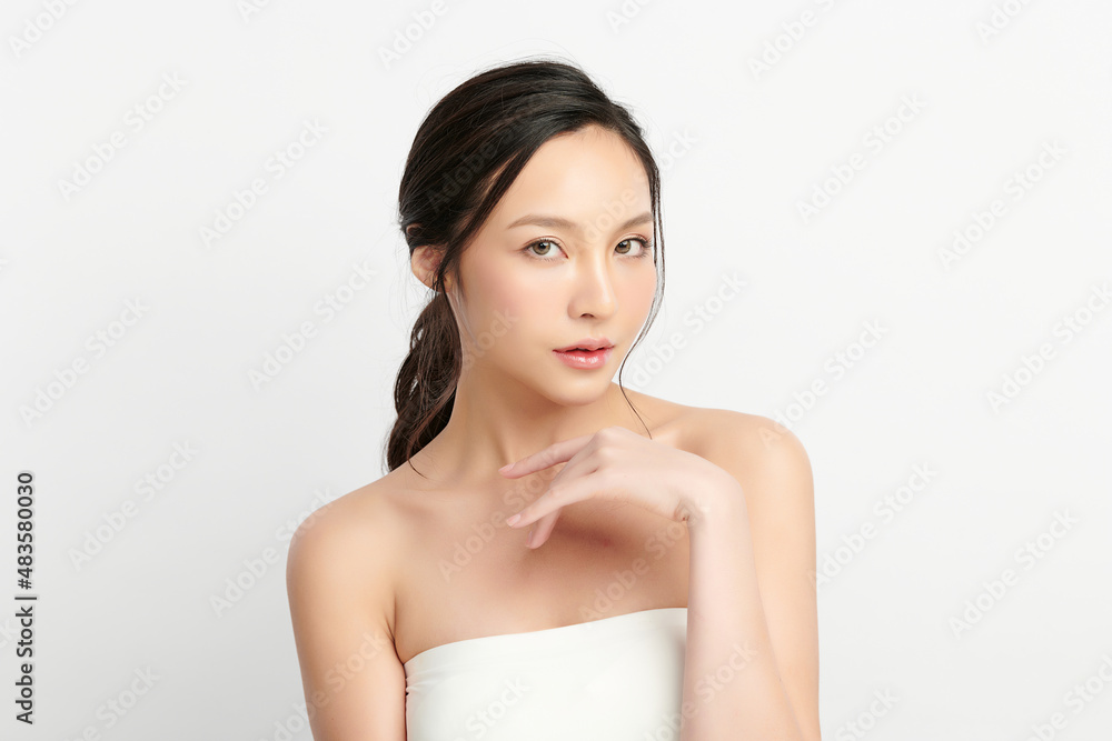 Beautiful young asian woman with clean fresh skin on white background, Face care, Facial treatment, Cosmetology, beauty and spa, Asian women portrait. Beautiful young asian woman with clean fresh skin on white background, Face care, Facial treatment, Cosmetology, beauty and spa, Asian women portrait.