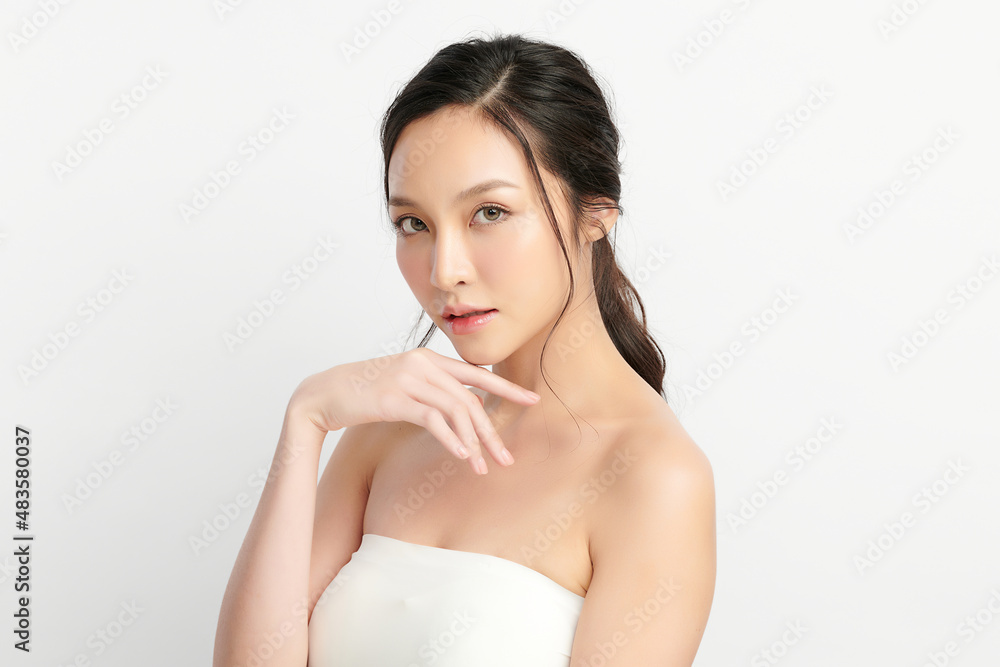 Beautiful young asian woman with clean fresh skin on white background, Face care, Facial treatment, Cosmetology, beauty and spa, Asian women portrait. Beautiful young asian woman with clean fresh skin on white background, Face care, Facial treatment, Cosmetology, beauty and spa, Asian women portrait.