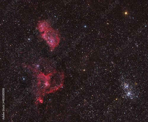 Heart and Soul nebulas with star cluster and more  stars