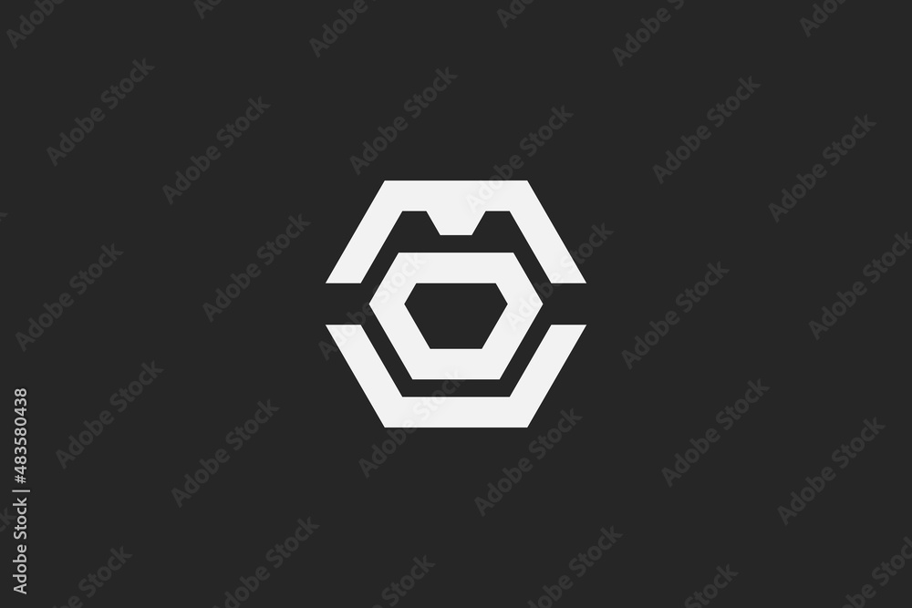 Premium letter MOU logo design. Luxury hexagon creative monogram. Creative elegant line curve vector logotype Premium letter MOU logo design. Luxury hexagon creative monogram. Creative elegant line curve vector logotype