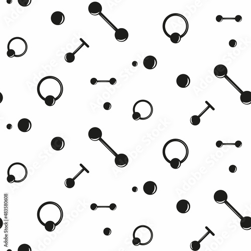 International piercing day. Seamless pattern with body jewelry. Ear, belly, lips pierced.