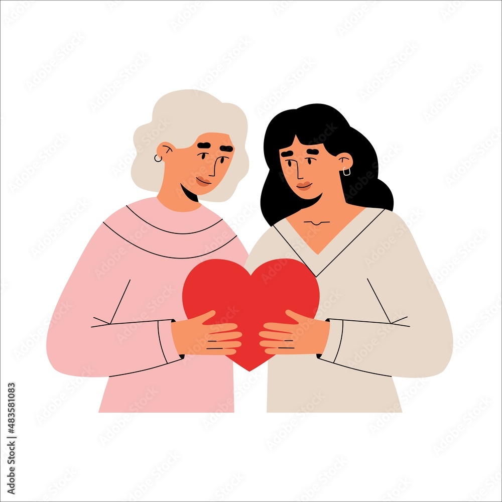 Lesbian couple in love with a heart Lesbian couple in love with a heart