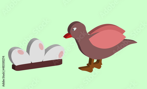 Red beak and egg brown bird vector icon. Animal theme and love the environment.