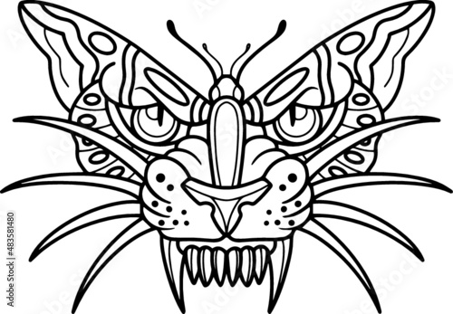 Tiger Butterfly Tattoo Stencil T-shirts Print Stamp 