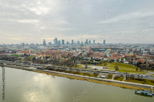 Warszawa  panorama z lotu ptaka  Wis  a