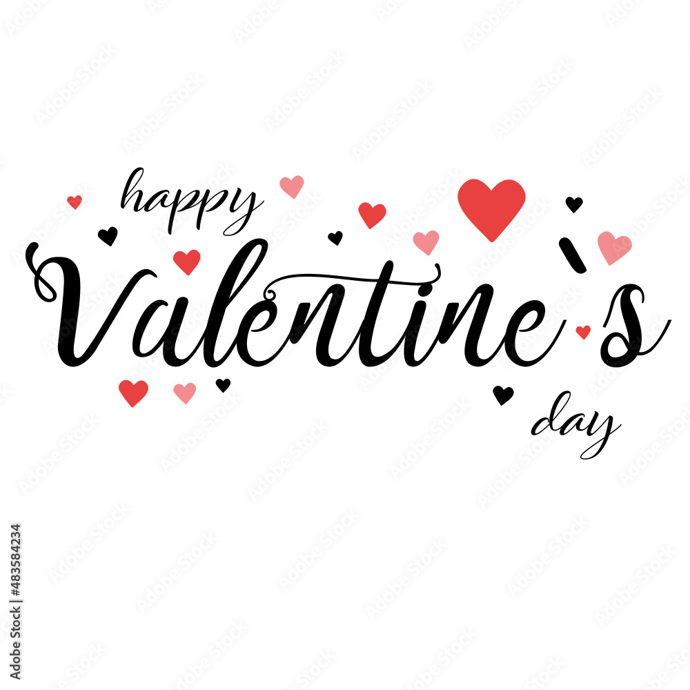 Valentines day background with heart pattern and typography happy valentines day text. Trendy illustration. Wallpapers, flyers, invitations, posters, brochures, banners.