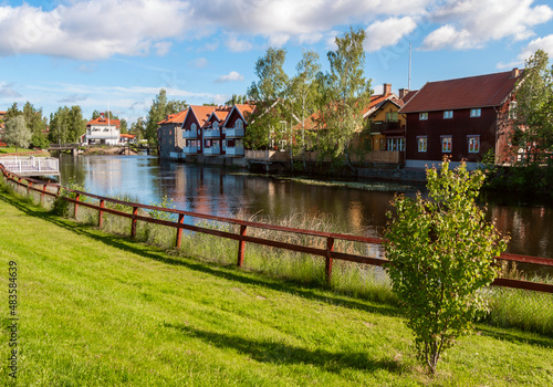 Old town of Falun with traditional red Swedish wooden dwellings. Dalarna County, Sweden photo