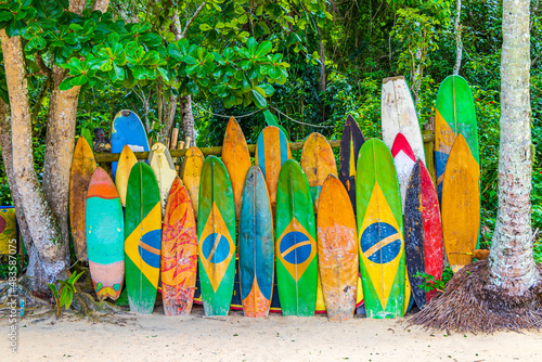 Photography Colorful Surfboards brazilian flag Ilha Grande Rio de Janeiro Brazil