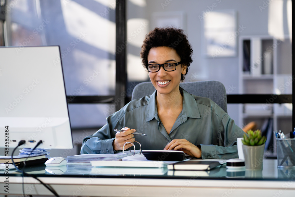 Business Accountant Calculating Tax Invoice Business Accountant Calculating Tax Invoice