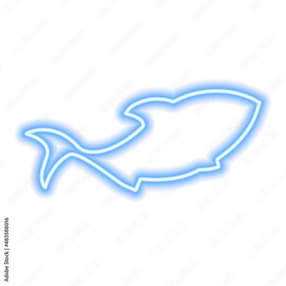 Blue neon sign of shark. Isolated illustration Blue neon sign of shark. Isolated illustration