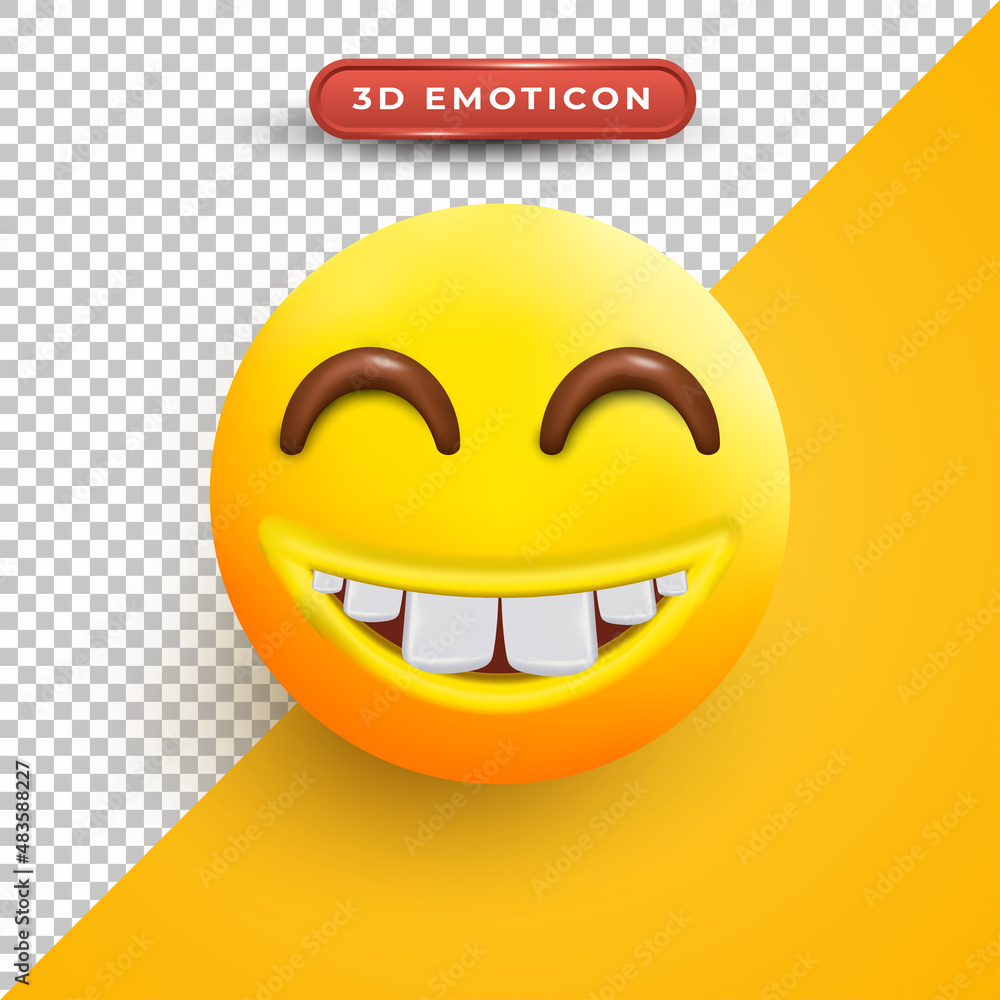 Fototapeta premium 3d emoji with closed eyes and big teeth