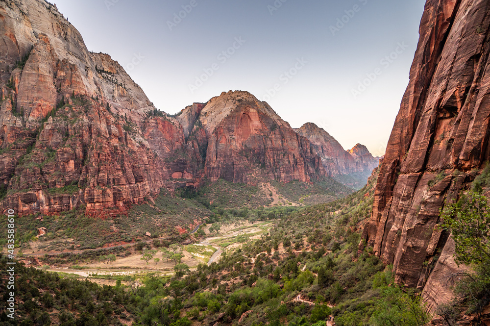 Hiking Zion National Park's Angel's Landing at Sunrise in Utah Hiking Zion National Park's Angel's Landing at Sunrise in Utah