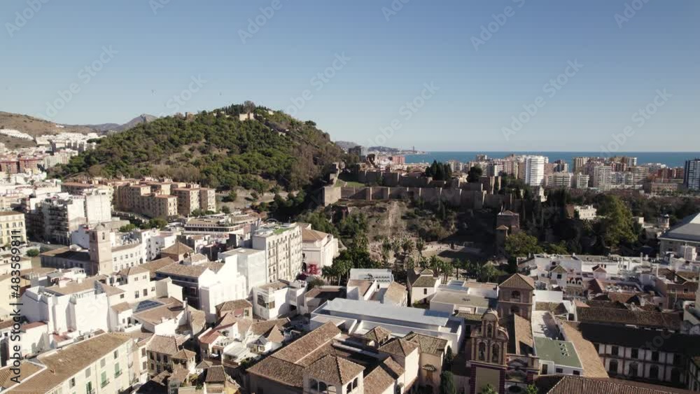 Alcazaba, hilltop Moorish-style medieval fortress overlooking the sea, Malaga, Spain Alcazaba, hilltop Moorish-style medieval fortress overlooking the sea, Malaga, Spain