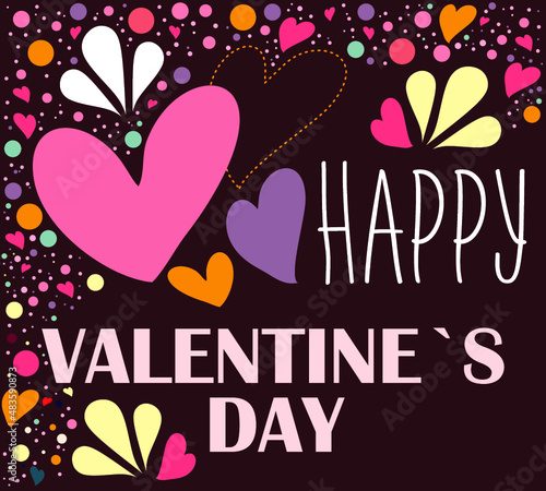 the cutest picture with Valentine's Day, with flowers, declarations of love. postcard, poster, cover. I love you
