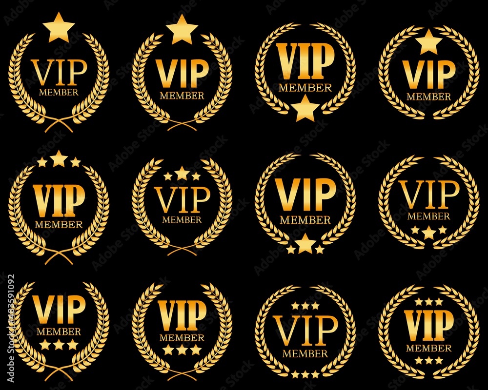 various luxury golden VIP label