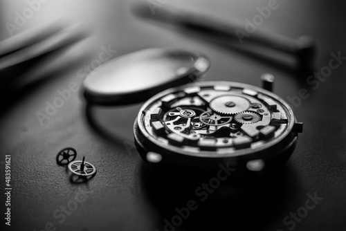 Watchmaker's workshop. Mechanical watch repair. Fix jewelry