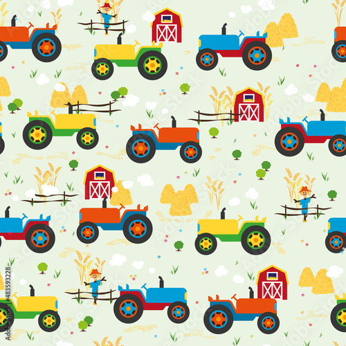 Rows of Colorful Farm Tractors