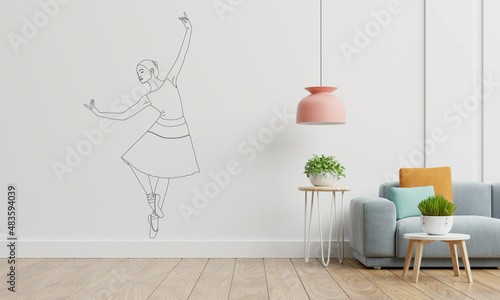 Young classical dancer, Ballet Dancer Figure Line Art Print, Ballerina Silhouette Wall Art Decor, Printable Abstract Female Body Drawing, Minimal Line art