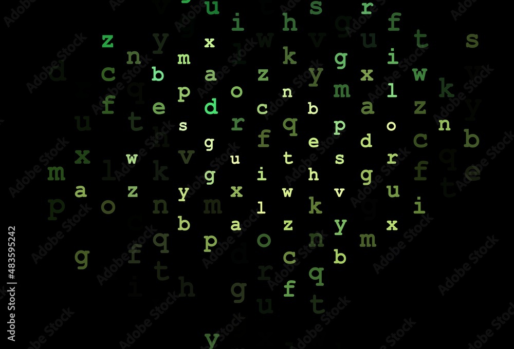 Dark green, yellow vector texture with ABC characters. Dark green, yellow vector texture with ABC characters.