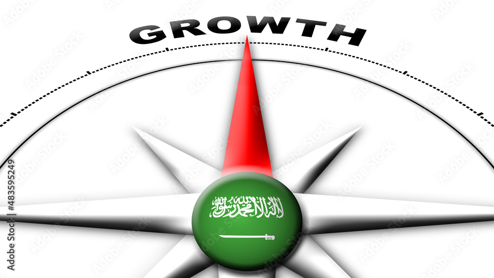 Saudi Arabia Globe Sphere Flag and Compass Concept Growth Titles – 3D Illustration Saudi Arabia Globe Sphere Flag and Compass Concept Growth Titles – 3D Illustration