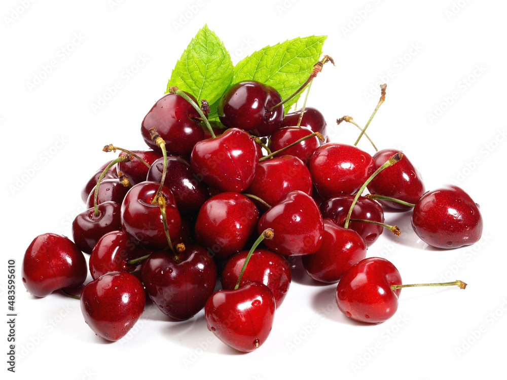 Sweet Cherries on white Background Isolated
