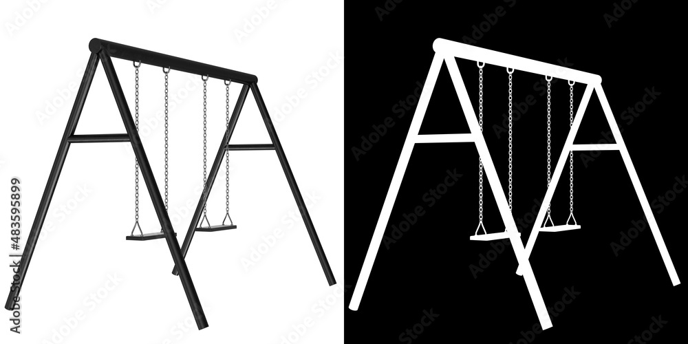 3D rendering illustration of a park swing 3D rendering illustration of a park swing