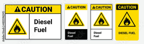 Caution Diesel FuelVector sign. Yellow triangle symbol.