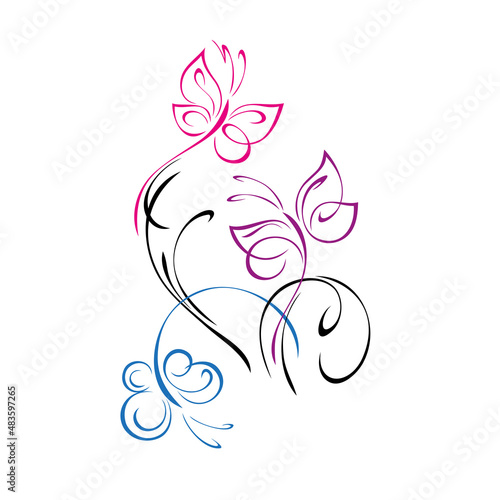 butterfly 21. decorative element with stylized butterflies and swirls. graphic decor