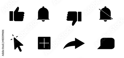 Media Social Button, Like Icons, Dislike Icon, Share Icon, Subscribe Icons, Notification Icon Type