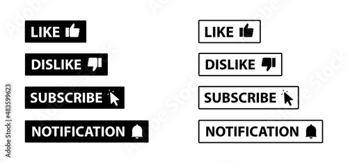 Like Icons, Dislike Icon, Subscribe Icons, Notification Icons