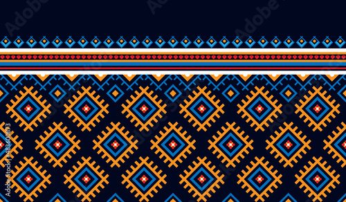 Geometric ethnic oriental pattern background. Design for texture, wrapping, clothing, batik, fabric, wallpaper and background. Pattern embroidery design. photo