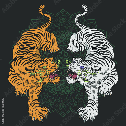 tiger tattoo design wild animal illustration vector