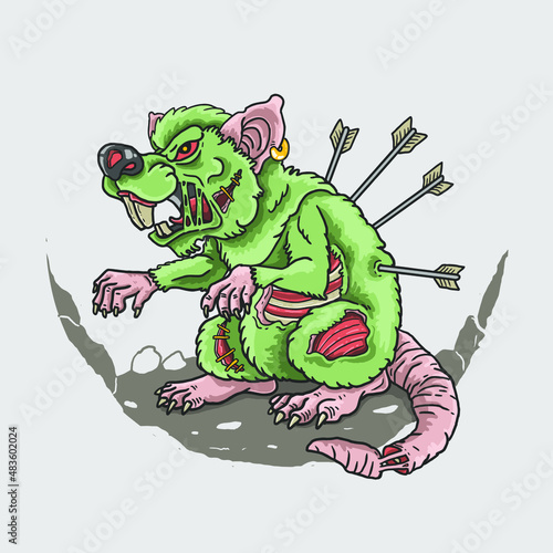 zombie rat killer illustration vector