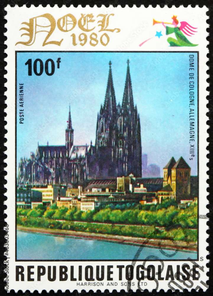Postage stamp Togo 1980 Cologne Cathedral, Germany